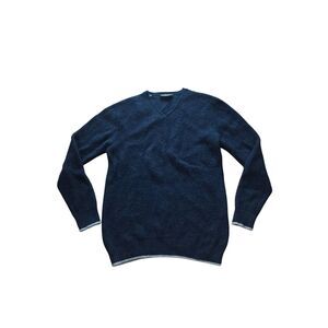 Rodd & gunn mens Sz M navy white trim 100% pure fine merino wool sweater